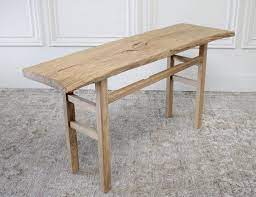 Made from unfinished reclaimed pine certified to forest stewardship council ® (fsc) standards, the emmerson® console shows the knots and natural imperfections that make each piece subtly one of a kind. Antique Elm Wood Plank Console Table At 1stdibs