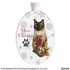 Cute Siamese Cat Christmas Ornament Zazzle Com Cat Christmas Ornaments Christmas Cats Christmas Ornaments