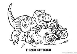 Duplo, ninjago, city, friends, star wars, harry potter, and juniors. Lego Jurassic World Coloring Pages T Rex Attacked A Motorcycle Xcolorings Com