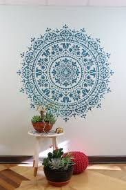 Painted Feature Wall Living Room Ideas On A Budget Using Easy To Use Diy Mandala Stencil Pa Wall Stencil Designs Stencil Painting On Walls Painted Feature Wall