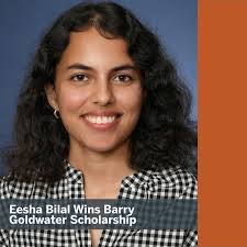 Mechanical Engineering undergrad and WEG student, Eesha Bilal received the  prestigious Barry Goldwater Scholarship! Congrats Eesha!