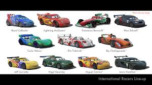 Cars 2 Names Cars 2 International Racers Line Up Disney Cars Characters Cars Characters Cars Movie