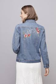Embroidered Bride Denim Jacket David S Bridal Bridal Jacket Bridesmaid Attire Wedding Jacket