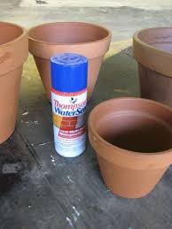 Use Thompson S Water Seal On Clay Pot Before Spray Painting To Keep Them From Peeling Great To Kn Painted Clay Pots Clay Pot Projects Painted Terra Cotta Pots