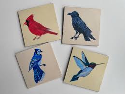 Bird Coasters Set, Bird Art, Gifts for Women, for Mom, for Grandma, for  Her, Bird Watcher Gift, Coaster Set of Four, Blue Jay, Cardinal, Art