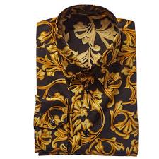 Black And Gold Mens Dress Shirt Versus By Versace Woven Dress Shirt 300 Liked On Polyvore Featuring Men S Fashion Men S Clot Floral Print Dress Shirt Mens Shirt Dress Versace Mens Shirt