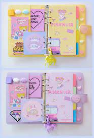 Cute Kawaii A6 Notebook Macaron Leather Diy Loose Leaf Journal Diary Spiral Time Planner Agenda Organ Stationery Organization Kawaii School Supplies School Diy