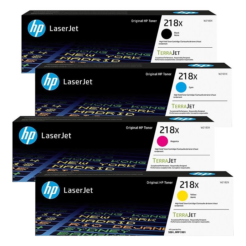 HP 218X Black/Cyan/Magenta/Yellow High Yield Toner Cartridge, 4/Pack (W2184X4PK-VB)