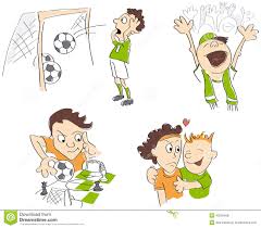 Clipart of illustration, lineart, shooter vector soccer player, person, soccer ball 35kb 425x470 : Fussball Lustige Karikaturen Des Fussballs Vektor Abbildung Illustration Von Stadium Freundlich 43535458