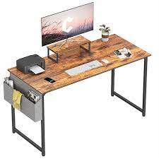 Amazon Com Cubiker Computer Desk 63 Inch Home Office Writing Desk Student Study Desk With Small Table And Storage Bag Rustic Bro Small Tables Study Desk Desk