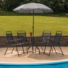 Flash Furniture Nantucket 6 Piece Black Patio Garden Set With Table Umbrella And 4 Folding Chairs Walmart Com Patio Table Set Patio Patio Set