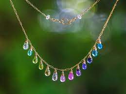 Multi Gemstone Necklace Rainbow Necklace Colorful Necklace Etsy Multi Gemstone Necklace Gemstone Necklace Rainbow Necklace
