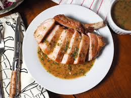 Transfer the pork tenderloin, red bell peppers, and broccoli to the baking dish with carrots and brussel sprouts. Pork Chops With Apple Cider Pan Sauce Recipe