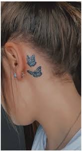 2 Small Butterfly Tattoo Behind Ear Butterfly Tattoo Butterfly Tattoo Tattoo Ideas Female Small Behi Neck Tattoos Women Small Tattoos Butterfly Tattoo