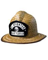 Customizable Black Leather Shield On A Straw Firefighter Hat Fire Helmet Firefighter Hat Firefighter