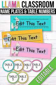 Free Editable Table Signs And Editable Name Tags Llama Classroom Decor Classroom Classroom Decor Classroom Themes