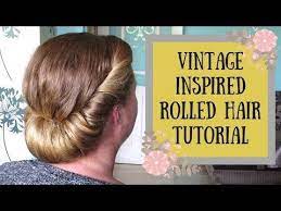 How To Do A Vintage Roll Hairstyle Rolled Updo Tutorial No Heat Youtube Roll Hairstyle Vintage Hair Updo Vintage Hairstyles