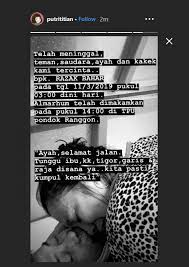 Semoga kesehatan selalu ayah dapatkan. Umumkan Kepergiaan Sang Ayah Putri Titian Kita Pasti Kumpul Kembali Tabloidbintang Com