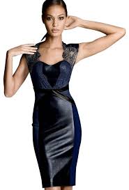 catherine deane for bhldn blue leather it 42 mid length night out dress size 6 s