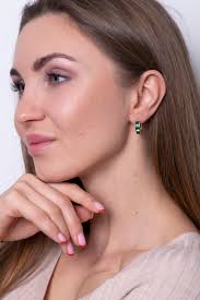 Green Emerald Hoop Earrings in 14k Yellow Gold