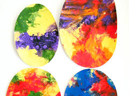Formerly, the containers easter eggs were sold in contained large amounts of plastic, although in the united kingdom this has gradually been replaced with recyclable paper and cardboard. Smush Paint Paper Easter Eggs Art Process Our Kid Things