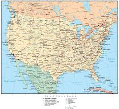 United States Map With Us States Capitals Major Cities Roads