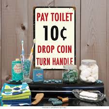 Set of construction building icons. Pay Toilet Distressed Bathroom Steel Sign At Retro Planet