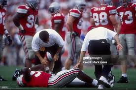 Defensive tackle Clinton Wayne of the Ohio State Buckeyes lies... News  Photo