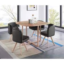 hispter ensemble table a manger 4 personnes decor chene 4 chaises simili noir style scandinave decor de table a manger table salle a manger table a manger