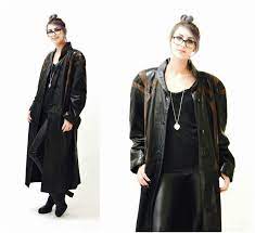 80s Black Leather Jacket Trench Coat Size Large Xl By Holt Renfrew Made In Canada Patchwork Oversized Leather Coat Jacket Leather Coat Jacket Black Leather Jacket Vintage Leather Jacket