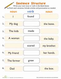 Complete The Sentence Worksheet Education Com Structured Writing Grammar Sentences Sentence Structure