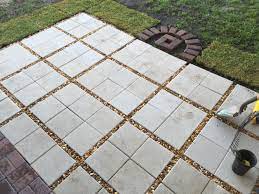 Almost Done Paver Patio Diy 12x12 Pavers With Gravel Between Them I Put Some Gravel Under The Pavers To He Diy Patio Pavers Paver Patio Patio Pavers Design