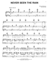 Tones And I Never Seen The Rain Sheet Music And Printable Pdf Music Notes Sheet Music Notes Music Notes Sheet Music