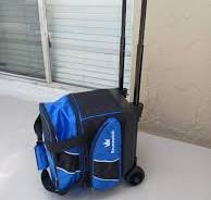 Brunswick Rolling Wheeled Bowling Bag 1 Ball Telescoping Handle Pockets Blue