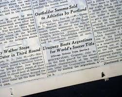 The stadium gates were opened at 8 o'clock (6 hours before the game commenced) and by noon the stadium of full. Very 1st World Cup Soccer Title Game Uruguay Vs Argentina 1930 Old Ny Newspaper Ebay