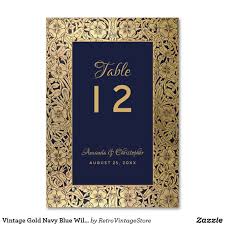 Vintage Gold Navy Blue Wild Roses Elegant Wedding Table Number Zazzle Com Table Numbers Wedding Elegant Wedding Table Numbers Wedding Table Number Cards