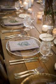 Adorable Place Setting For Wedding Transparent Menu With Greenery Glass Plates And Silver Silver Table Settings Rustic Wedding Table Wedding Table Settings