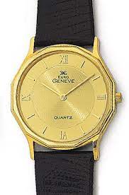 Prefer a brown strap instead of black?. Euro Geneve Men S Watch 14k Gold With Leather Band The Chassan S Place