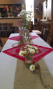 Find details on planning table centerpieces and place settings. Cutest Western Party Table Love Could Use Pink Bandanas For A Baby Cowgirl Western Theme Party Cowboy Birthday Party Burlap Party