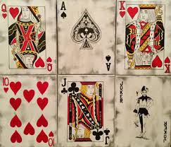 Playing Cards Painting Casino Poker Art 10 Of Hearts Game Room Etsy Card Art Painting Hand Painted