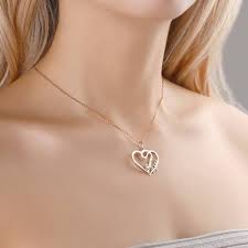 Initial necklace, couples heart necklace, 14k gold plated name necklace, personalized silver letter necklace, 14k gold initial name necklace. Gold Plated Heart Necklace With Two Name Silviax