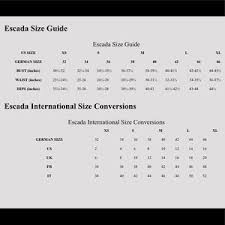 Escada Sport Size Chart 2019