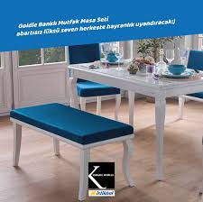 Beyaz masa ve sandalye ayakları her mutfağa uyum sağlar ve cam masa özelliği kullanışlı ve tarz görünümü ile sizi memnun eder. Goldie Bankli Mutfak Masa Istikbal Kerman Mobilya Corum ÙÙØ³Ø¨ÙÙ