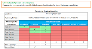 Schedule Meeting Time Template Templates Excel Templates Program Management