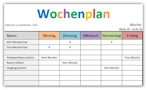 Darunter sind verträge, tabellen und planungssoftware. Wochenplan Vorlage Fur Excel Alle Meine Vorlagen De