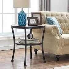 Front Room Amazon Com O K Furniture Round End Table Side Table Nightstand Rustic Industrial Styl Living Room Side Table Furniture Modern Rustic Living Room