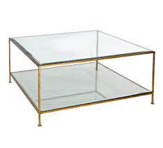 By meyer&cross (7) aimee 43 in. Hammered Gold Leaf Square Coffee Table With Beveled Glass Tops Burke Decor