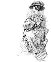 There's a certain je ne sais quoi about a room anchored with a vintage painting and a vignette of books and candlesticks. Seated Edwardian Woman Lady Pen And Ink Drawing Pen And Ink In Pen And Ink Drawings