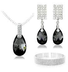 Black And White Jewelry Sets Black White Swarovski Elements Jewellery Set 14k Necklace Earrings And Bracelet You Can Find Out More Detai Swarovski Elements Jewelry Jewelry Sets Jewelry
