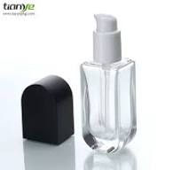 30ml Rectangle Glass Bottle with Cream Pump Cosmetic Packaging with Round  Cap for Lotion Serum